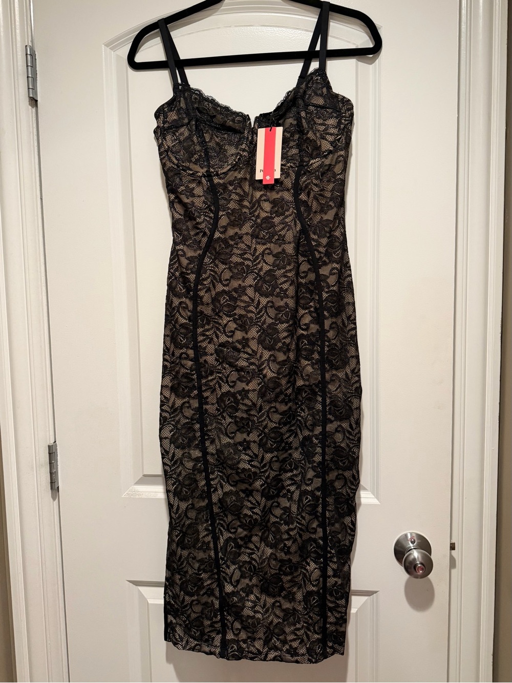 Popilush Black Lace Slip Dress with Nude Shapewear - Women